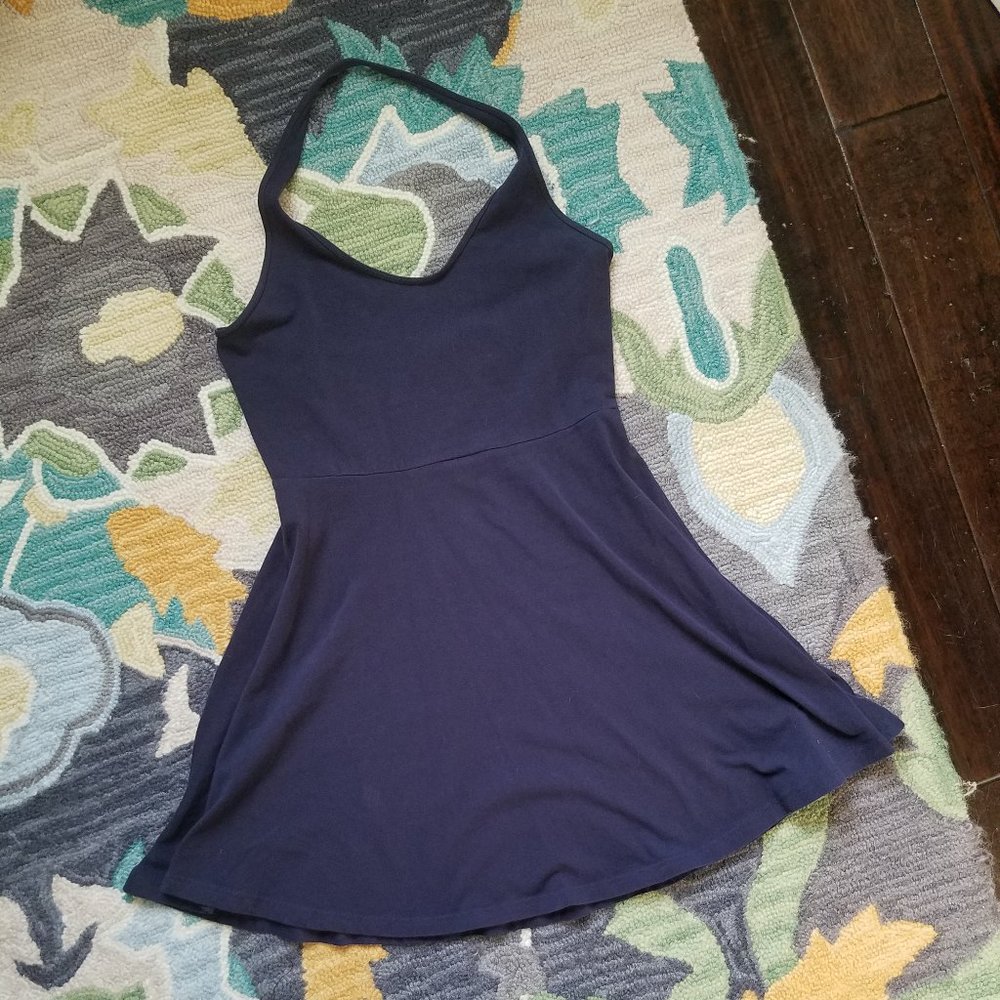 Indigo Halter Skater Dress